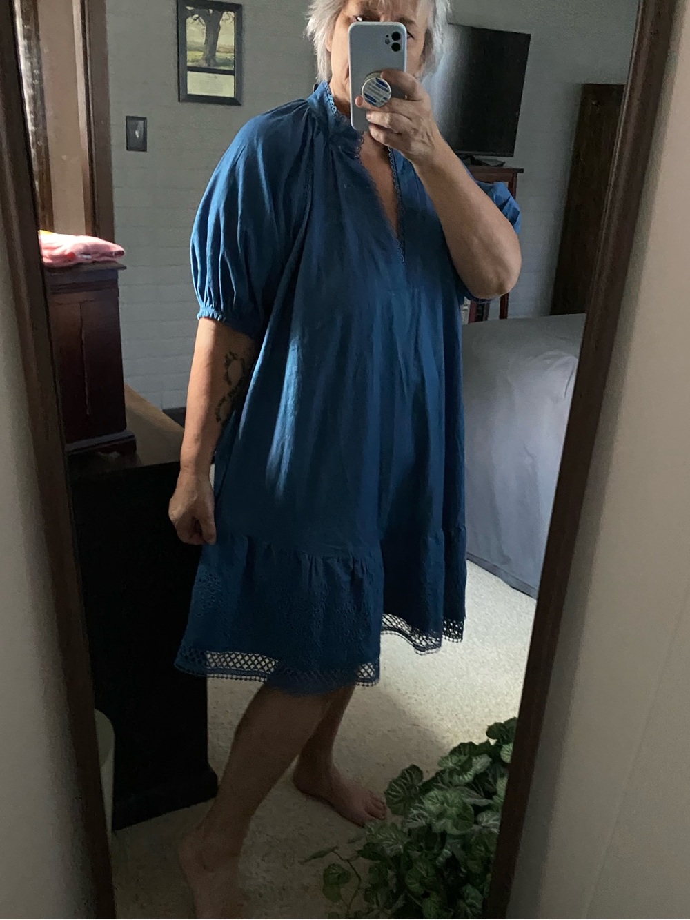 NWOT ADORABLE TORRID BELLE ISLE CHAMBRAY PUFFY SLEEVE DRESS - 2X (2)